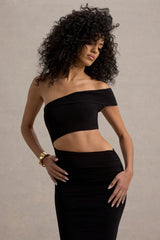 Milos | Black One-Shoulder Cut-Out Maxi Dress With Split