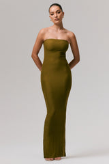 Angelie | Green Bandeau Bodycon Maxi Dress