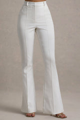 Carina | White Flared-Leg Tailored Trousers