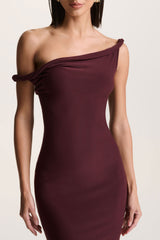 Salome | Chocolate Brown Twisted Asymmetric Midi Dress