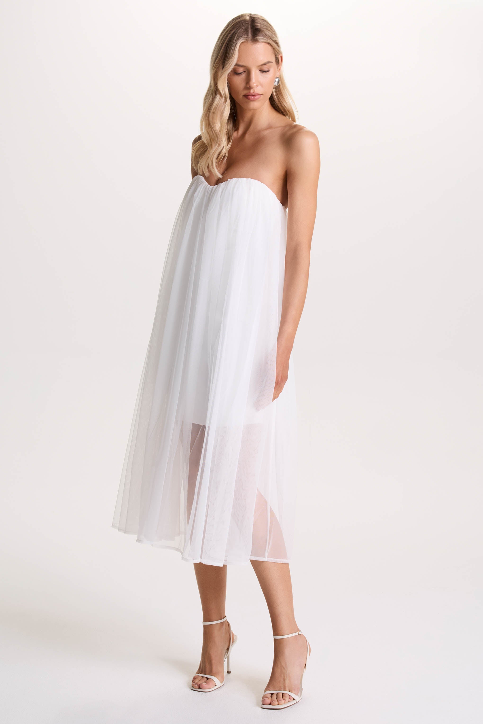 Dreamland | Ivory Sweetheart Corset Mini Dress With Tulle Overlay