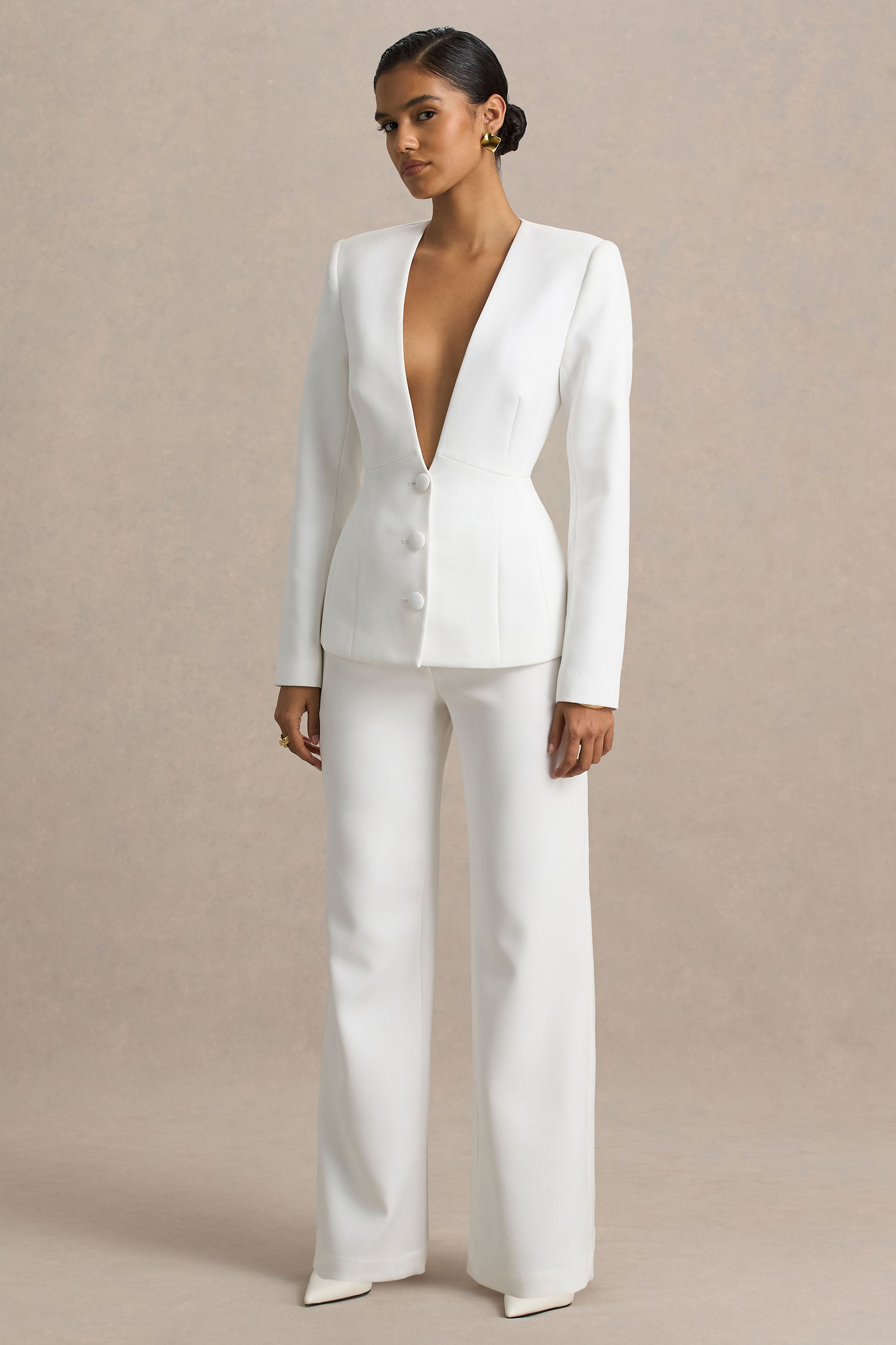 Silvia | White Straight-Leg Trousers
