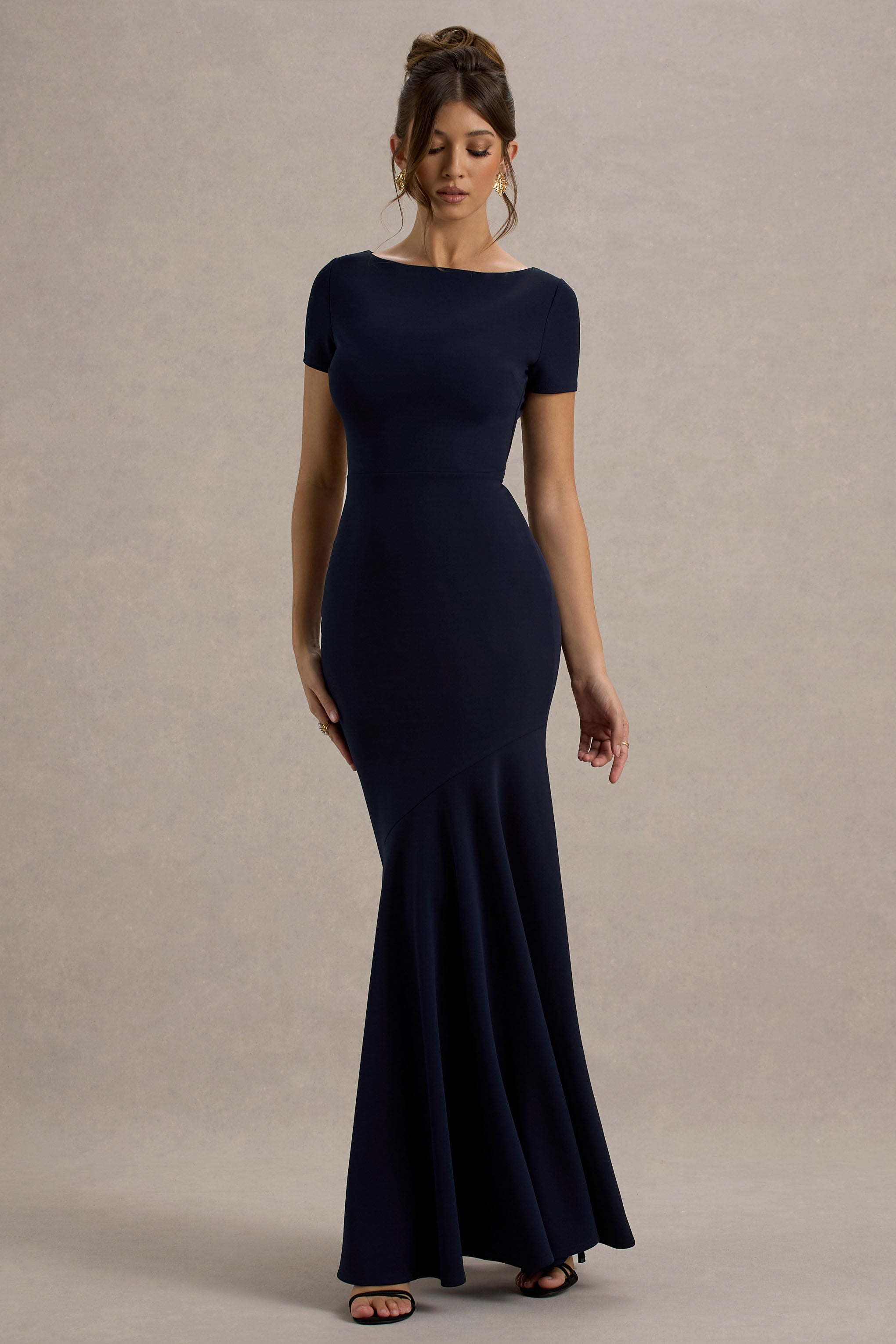 Rian | Navy Short-Sleeve Maxi Dress