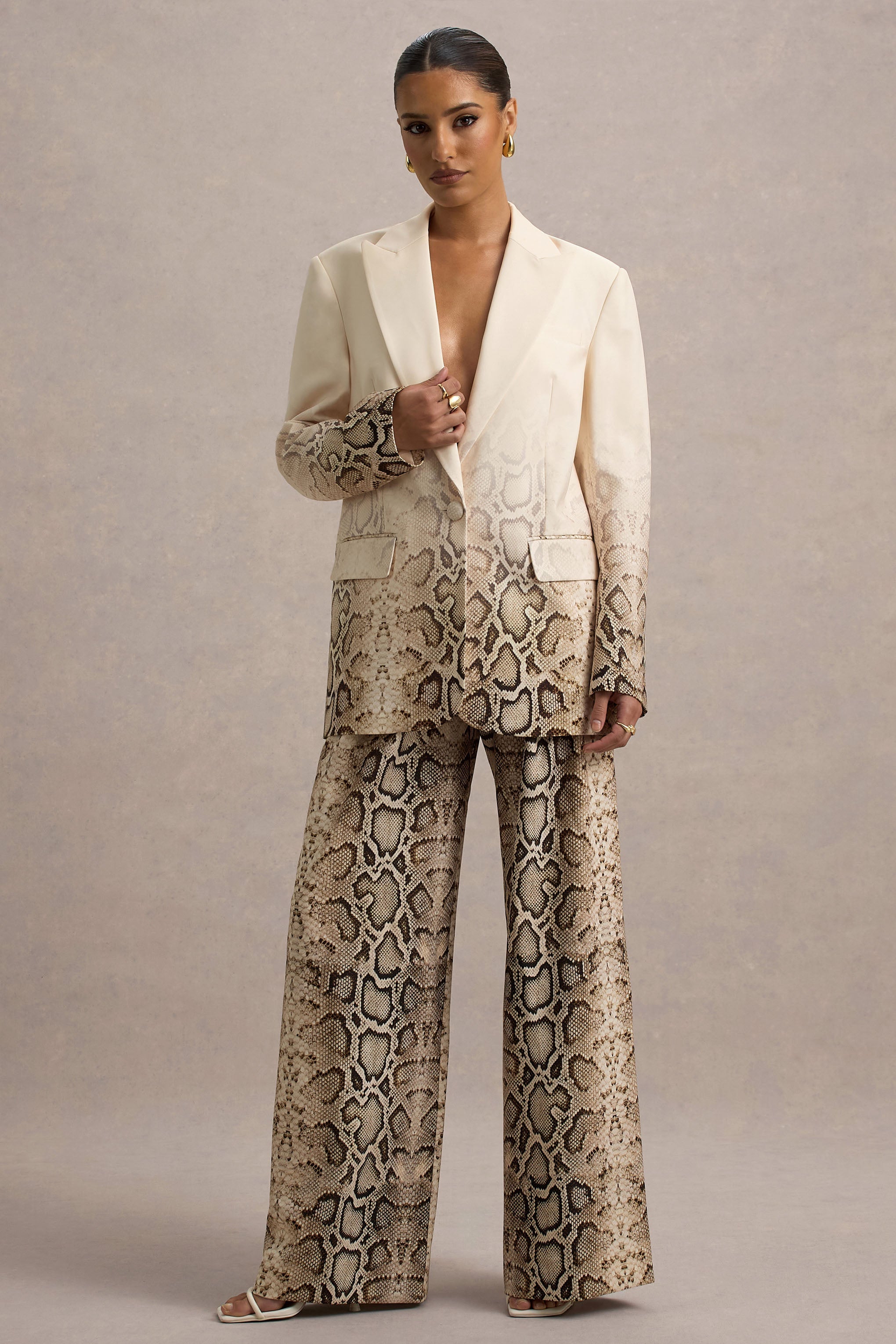 Shaniya | Snake Print Wide-Leg Trousers