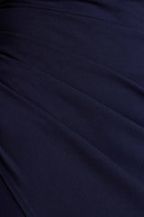 Eva | Navy Bardot Bow Detail Maxi Dress With Thigh Split