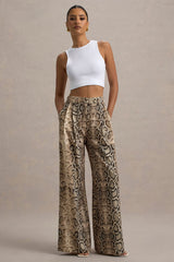 Shaniya | Snake Print Wide-Leg Trousers