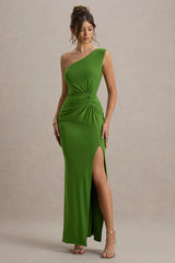 Galene | Green Asymmetric Wrap Maxi Dress