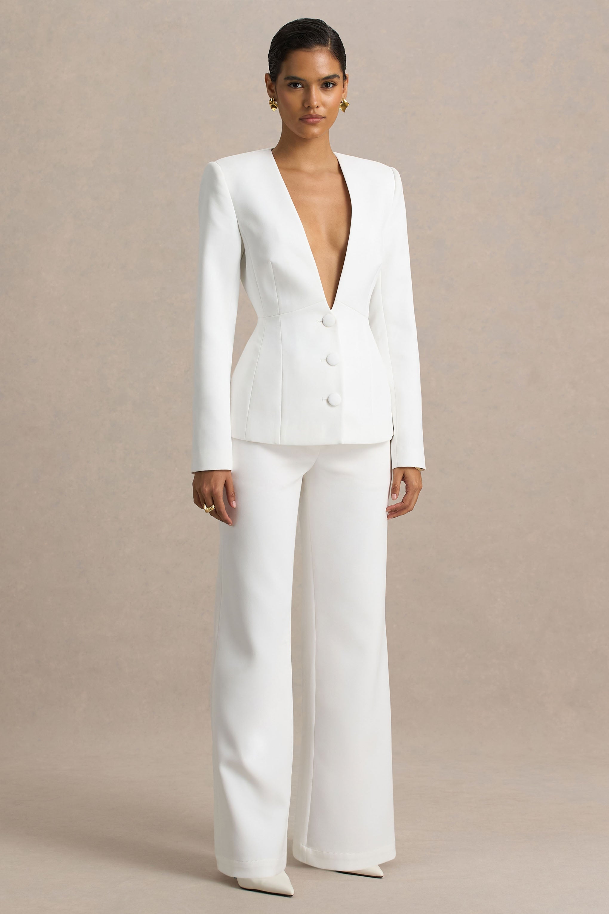 Silvia | White Straight-Leg Trousers