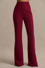 Carina | Burgundy Flared-Leg Tailored Trousers