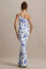 Lita | Blue Floral Twisted Asymmetric Maxi Dress