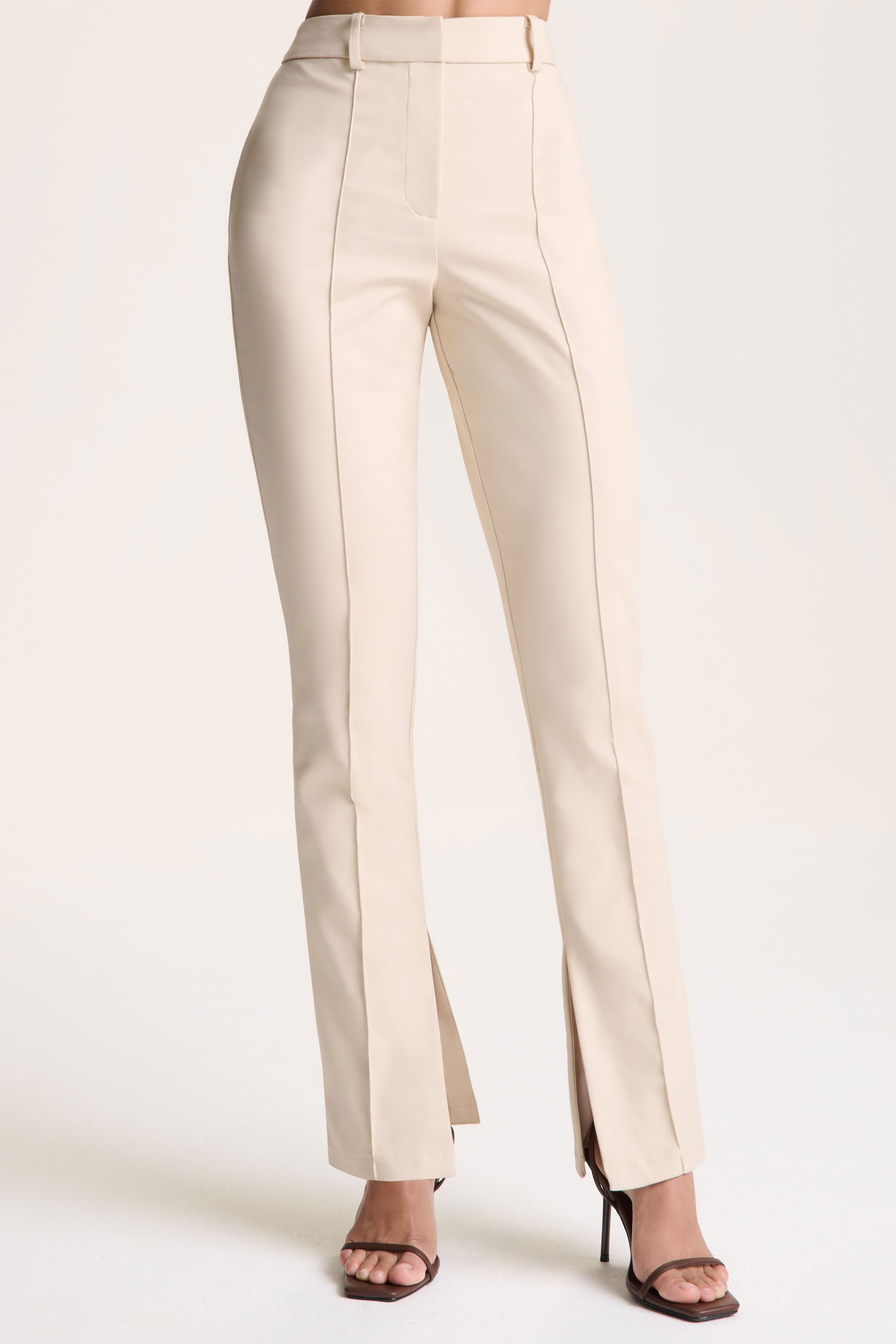 Wonder Woman | Cream High Waist Tailored Trousers With Hem Split