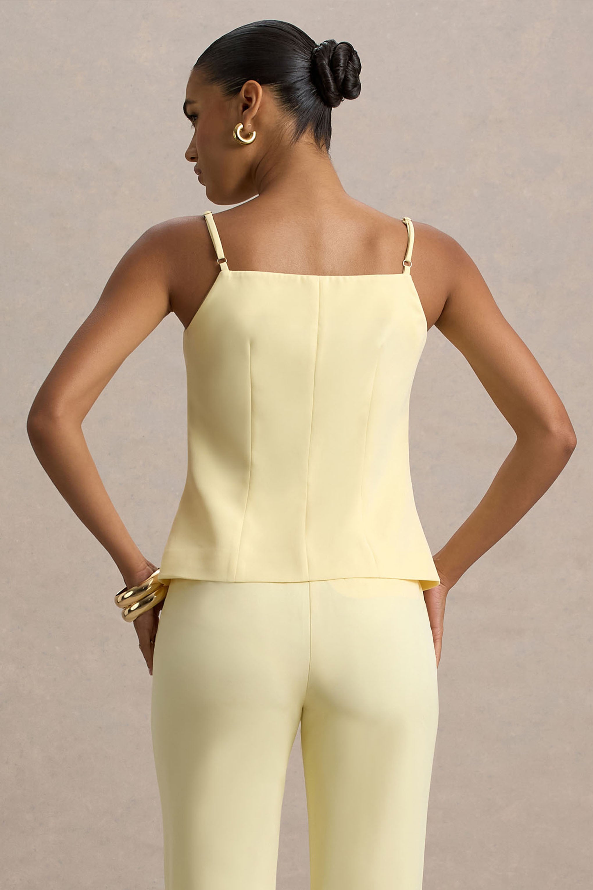 Nellie | Lemon Tailored Button-Up Top